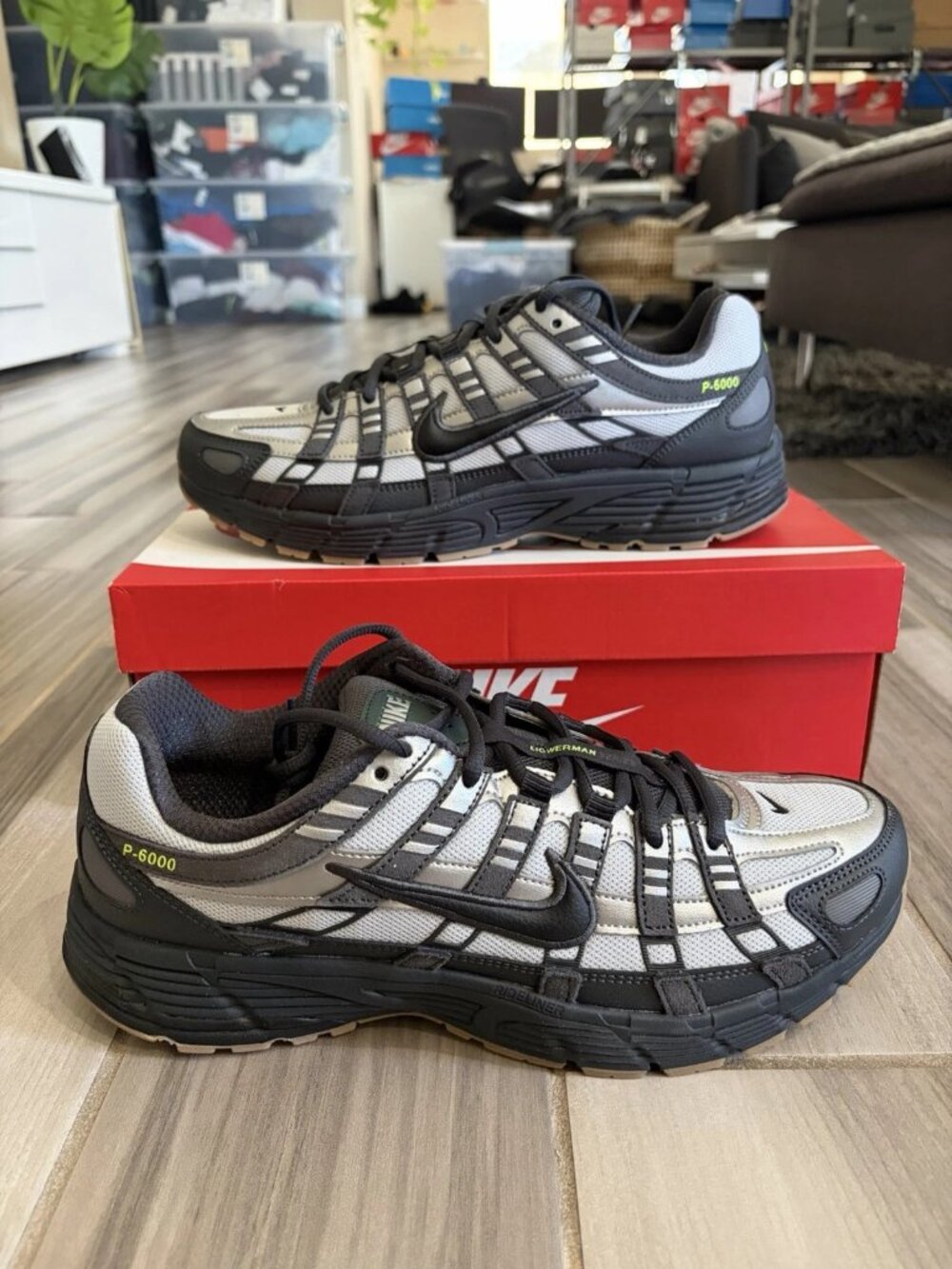 Men's Nike P-6000 Running Shoes - Grey Fog Volt Black IQ0577-025